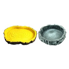 Reptile Bowl Food and Water Dish Resin Simulated Natural Living Unbreakable