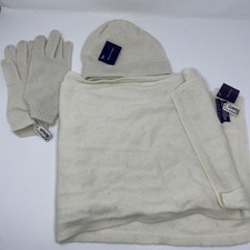 Ralph Lauren Collection Cashmere Hat Scarf Gloves Set One Size White Gift Boxed