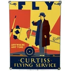 VINTAGE FLY CURTISS PORCELAIN SIGN GAS STATION PUMP PLATE MOTOR OIL AVIATION