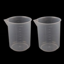 2Pcs Kitchen Labotary 1000mL Plastic Measuring Cup Jug Pour Spout Container