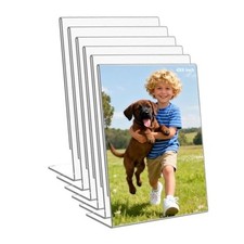 6 Pack 4x6 Inch Clear Acrylic Self Standing Picture Frames,Clear Photo Frame