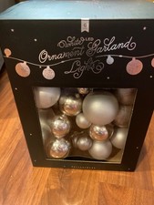Pottery Barn LED Silver Ornament String Lights Garland Holiday Mantle 6 FT EUC