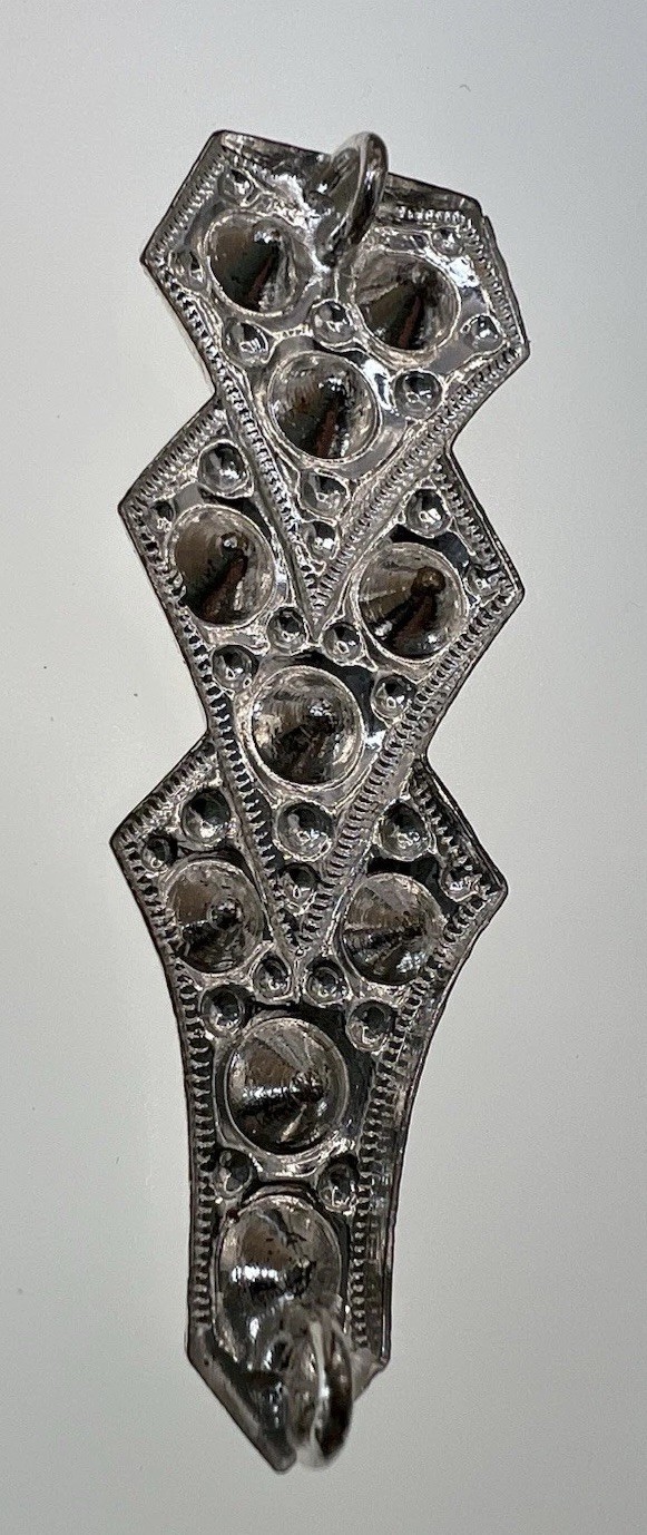 Modern Silver Tone Rhinestone 2” Pendant “Art Dec… - image 7