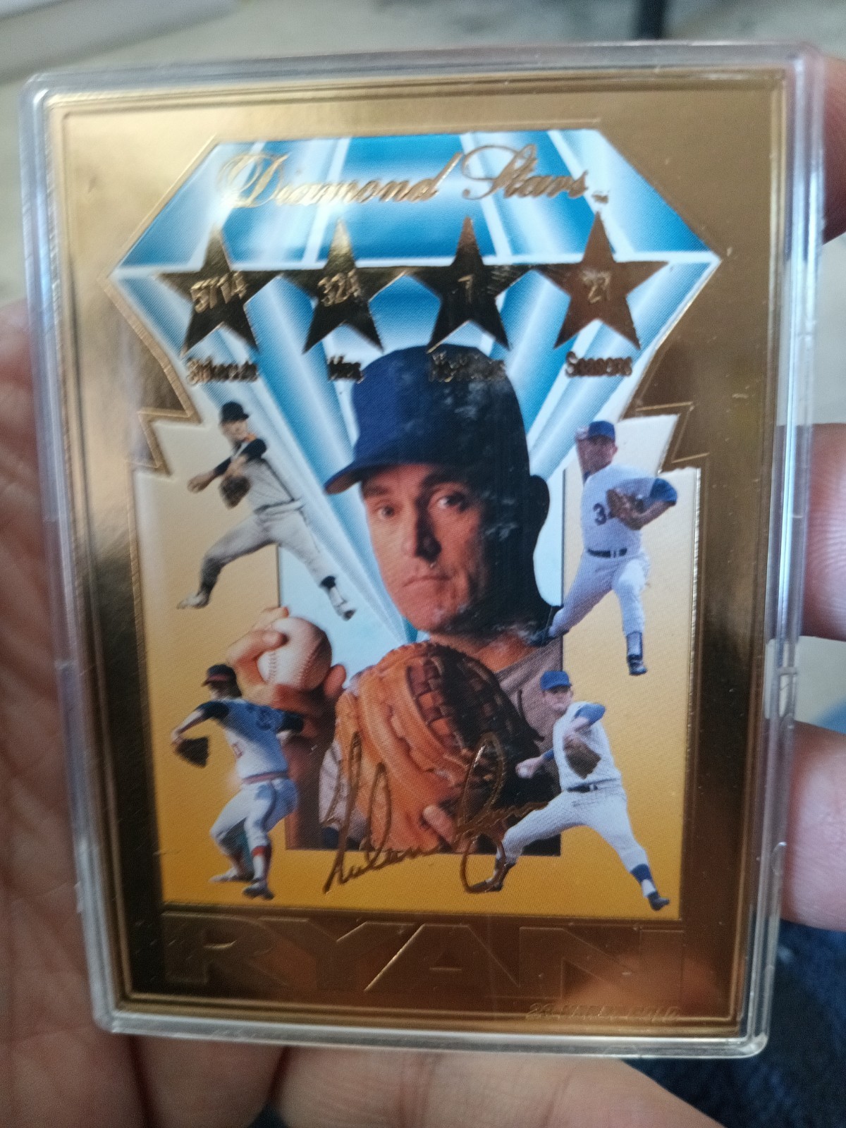 Nolan Ryan 23k Gold Diamond Stars 1995 Bleachers The Ryan Express COA Rangers