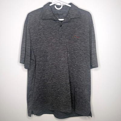 #ad Mens Greg Norman Shark Logo Polo Shirt Gray Performance Golf Short Sleeve XL $11.25