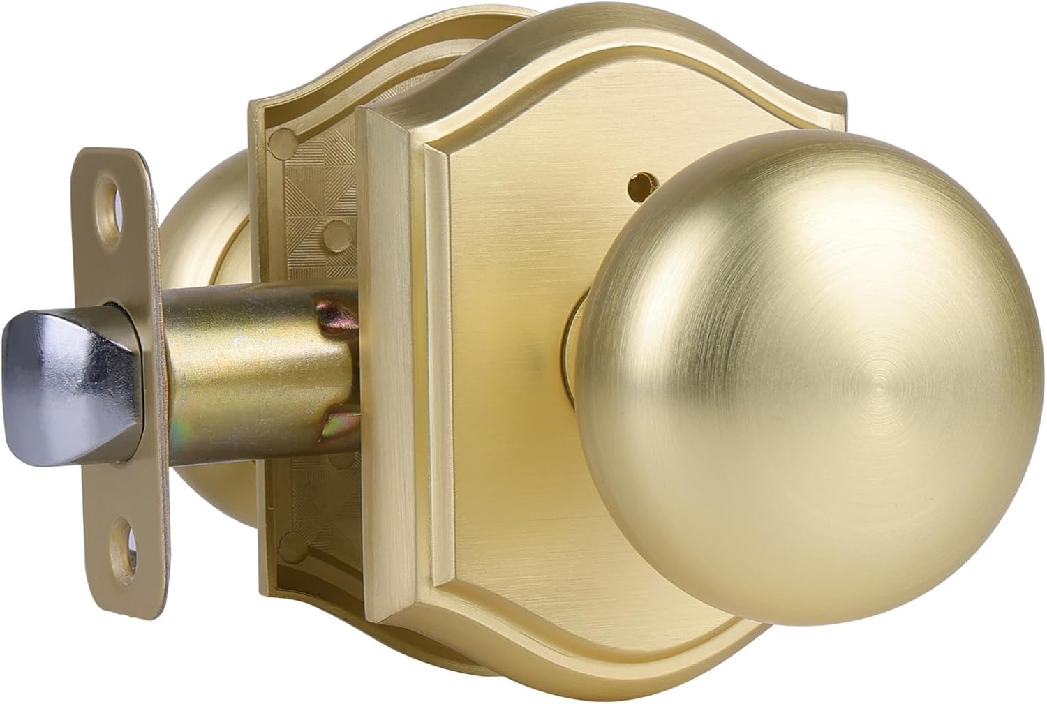 Door Knobs Interior, Classic Decorative Satin Brass Privacy Door Knob Perfect fo