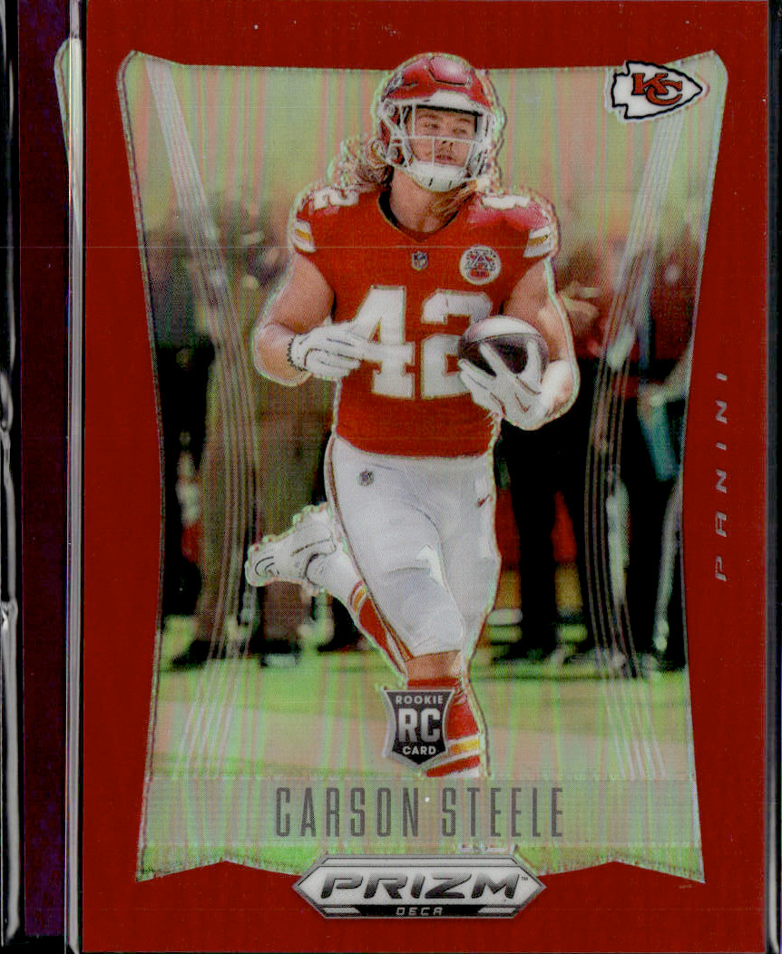 2024 Panini Prizm Deca Carson Steele Red /199