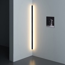 Black Corner Wall Sconce 14W LED Warm White Aluminum 50cm Linear Lamp