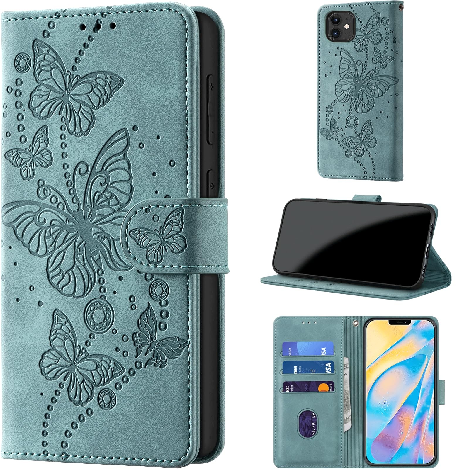 Coque iPhone 12 et 12 Pro en cuir PU noir avec fentes pour cartes
