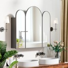 Triple Arch Medicine Cabinet 3 Doors Bathroom Mirror Cabinet with Trifold Mirror