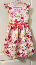 Bonnie Jean Girls Floral Damask Waist Tie Sleeveless Dress Size 10