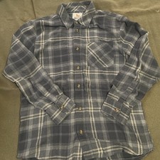 Field and Stream Flannel Shirt MD Mens Black Gray Plaid Long Sleeve Button Up