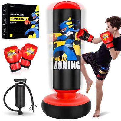Kinder Boxsack 66'' aufblasbar Boxset mit Handschuhen Luftpumpe Alter 3-12
