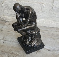 Vintage The Thinker Sculpture Bronzed Plaster Signed Alva Studios '93 Signed...