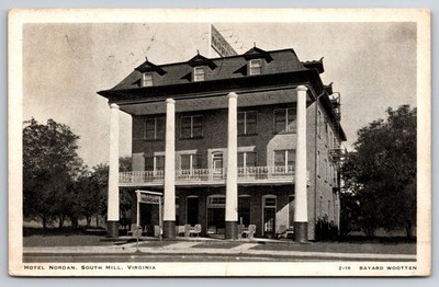 Hotel Nordan South Hill Virginia VA 1938 Postcard