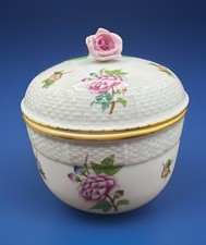 HEREND ETON SUGAR BOWL W/LID & ROSE FINIAL #661/ETON