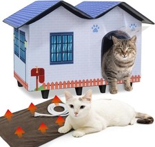 Electric Heated Cat Houses with Elevated Heated Cat Bed Providing Safe Feral Cat