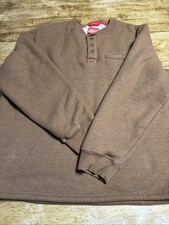 Coleman Shirt Mens Medium brown Long Sleeve Crew Neck Henley Sherpa Lined Snap