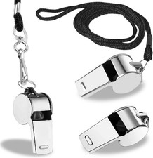 3 Pcs Whistle,Stainless Steel Sports Whistle with Lanyard for Medium, silver
