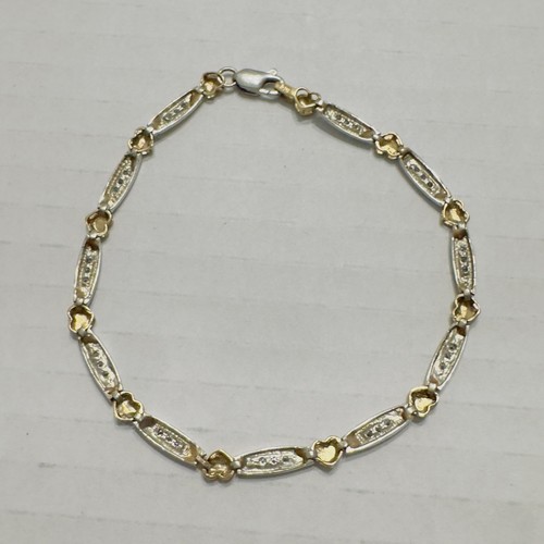 Brazalete amor corazón diamante oro amarillo blanco 5,6 gr 10k delicado delicado femenino - Imagen 8 de 15