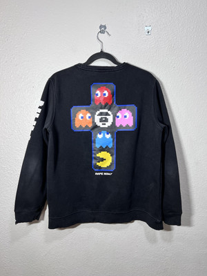 AAPE BY A BATHING APE x PAC-MAN CREWNECK MEN'S SWEATSHIRT BLACK L
