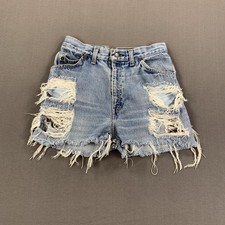 VTG Levi's Denim Shorts Womens 27 California Cutoff Distressed 70s Orange Tab