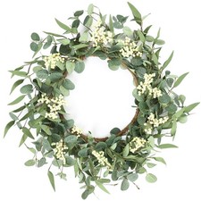 20'' Eucalyptus Wreath for Front Door Porch Decor, Spring Summer