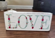 Quill to Paper by Sixtrees Wood Sign Floral Love Distressed Wood Sign Decor