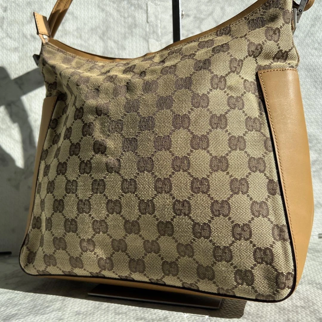 Gucci Sac à Bandoulière Gg Toile et Cuir Beige Sac Une Épaule Designer Sac à Main