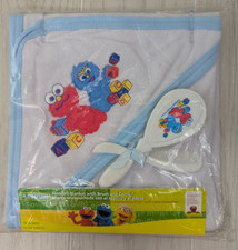 Sesame Street Babies Elmo baby hooded towel hair brush comb set new
