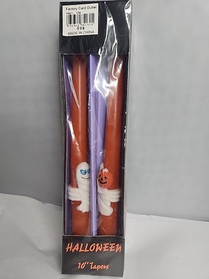 Halloween Ghost Holding Pumpkin Candles 10  Tapers New In Sealed Package