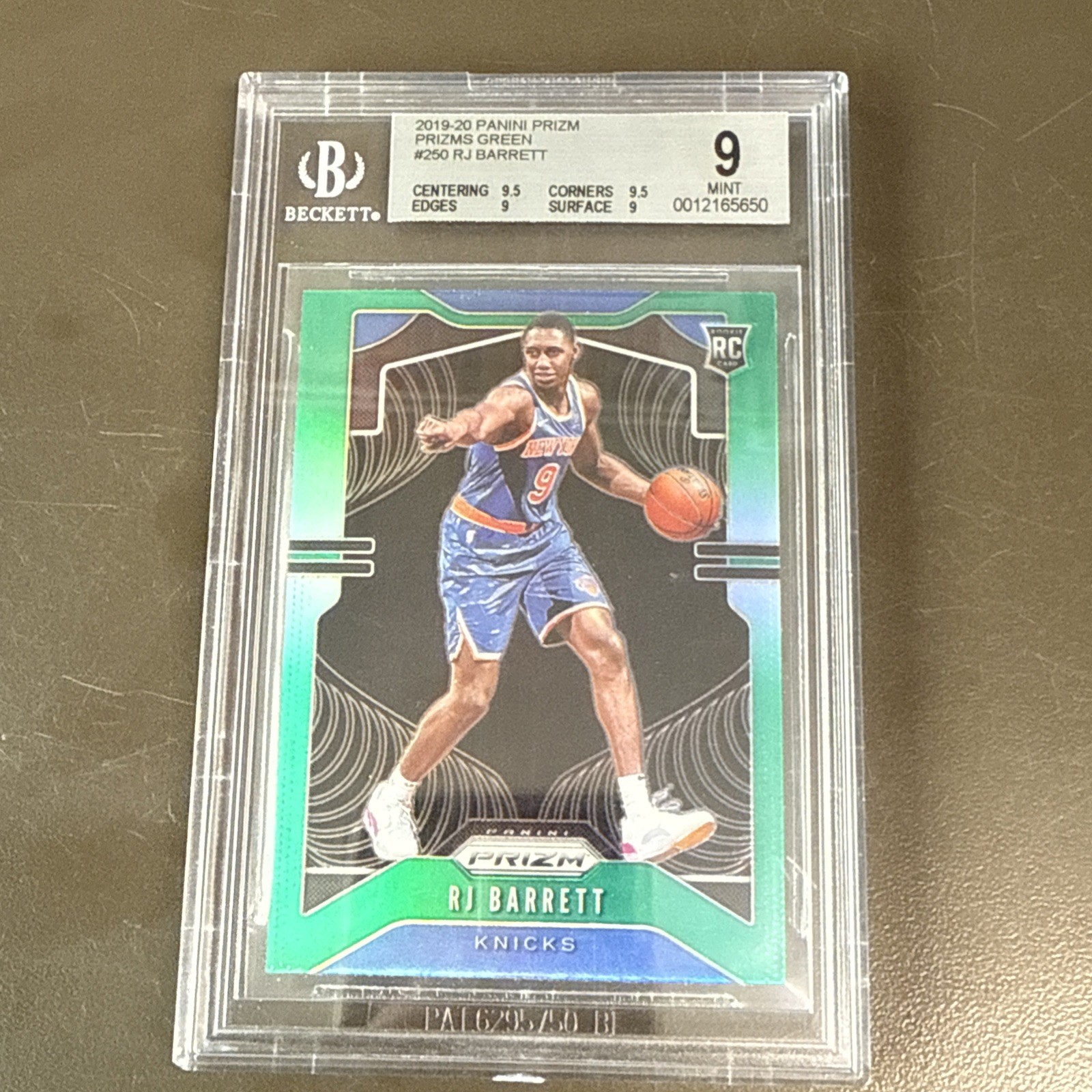 2019-20 Prizm RJ Barrett #250 Green Prizm RC BGS 9