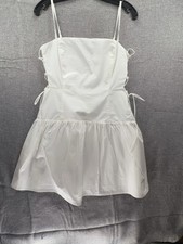 West of Melrose White Spaghetti Strap Dress with Side Lace-Up Detail