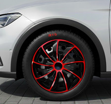 15" Wheel Trims Set of 4 Black Fits MINI One – Steel Wheels - Red/ Black badges