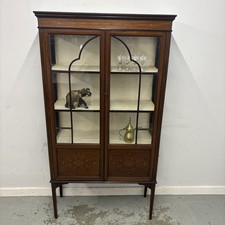 Edwardian Inlaid Mahogany Display Cabinet with Glazed Doors, China Cabinet