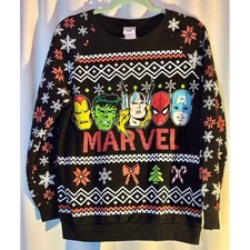 Marvel Avengers Christmas Sweatshirt XL Black Holiday Fair Isle GT45G131Z