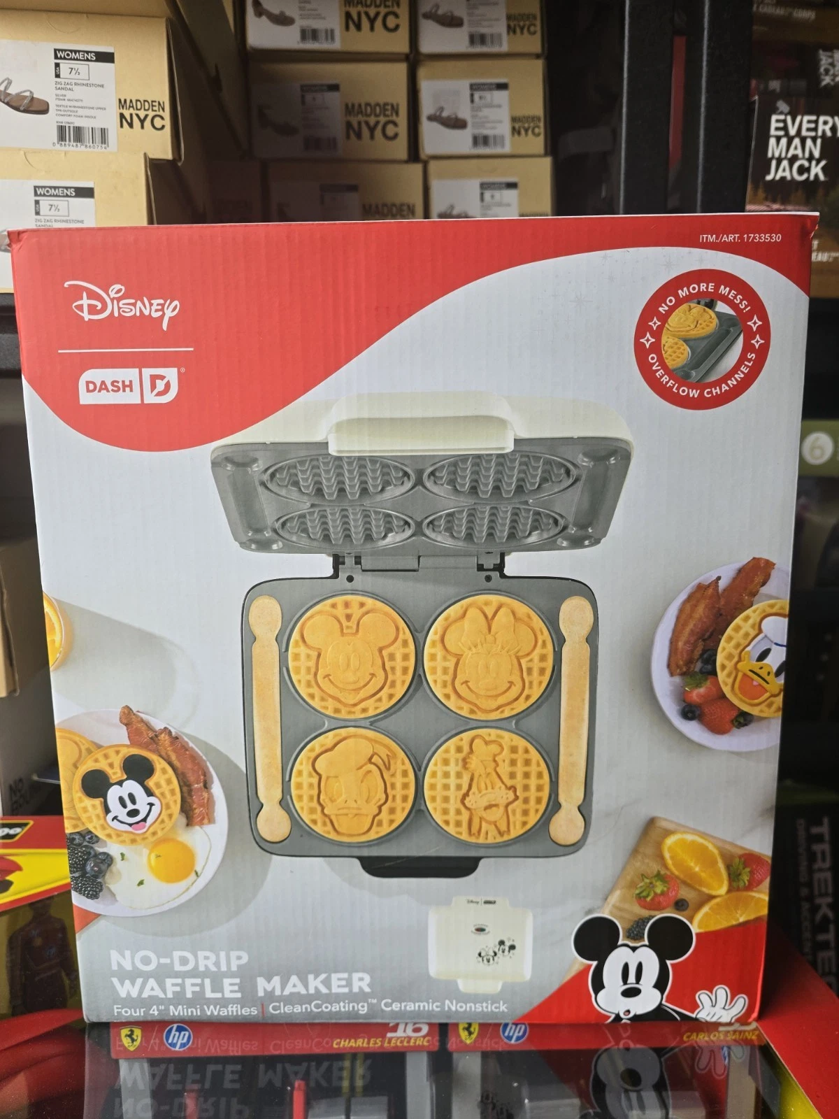 Dash Mickey & Friends Waffle Maker 4 Mini Waffles No-Drip Nonstick Ceramic Set