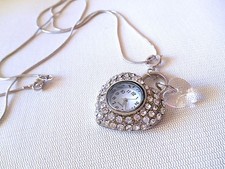 Silvertone & Clear Rhinestone Heart Necklace ...