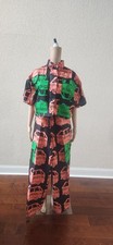 Women's African Print Modern Ankara 2pc Top and Pant Danfo Design One-size Set
