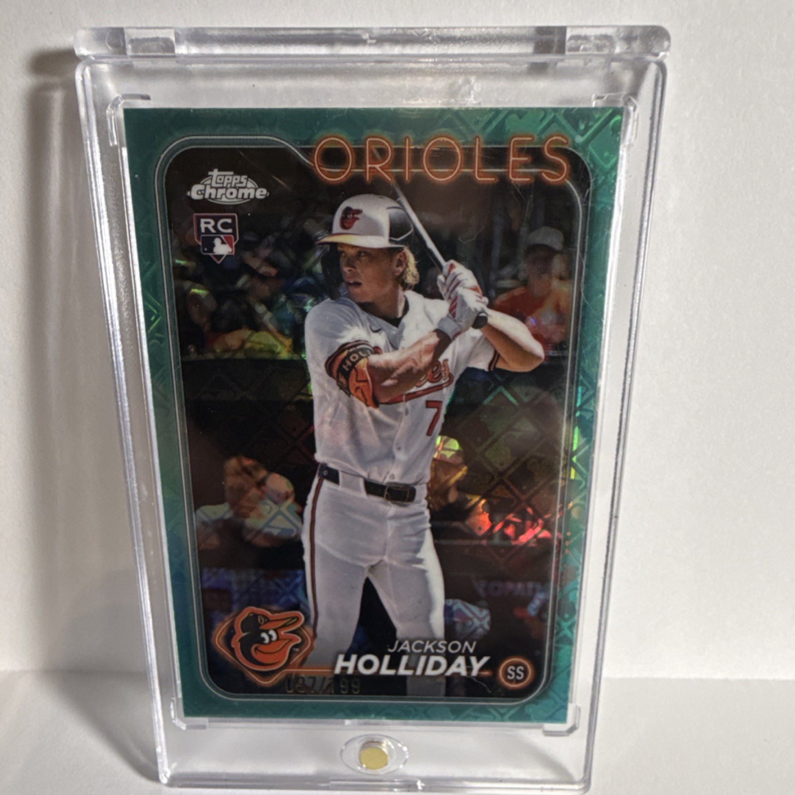 2024 Topps Chrome Jackson Holliday #88 Aqua Logofactor 97 /199 RC Orioles
