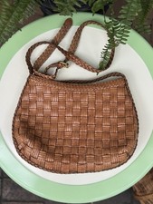 Vintage CEM Woven Brown Tan Leather Shoulder Bag Epic Purse Western Cowgirl