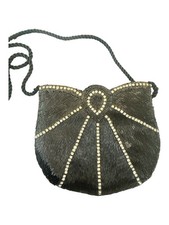 La Regale Black Beaded Evening Bag Sunburst Art Deco Formal Vintage Purse