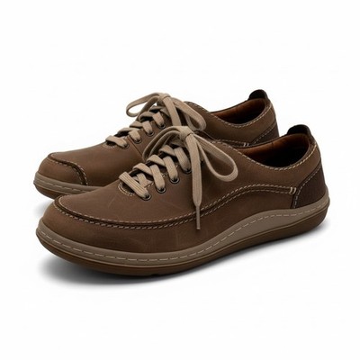 Clarks Men s Size 10.5 Brown Leather Sneakers Comfort Plus Cushion Gait Mapping
