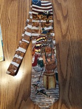 Van Heusen Americana Series Adirondack Cabin Tie All Silk Made In USA 56"