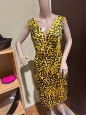 Versace Bright Yellow Spotted Silk Sheath Dress Size US 8/ IT 44/ UK 12/ IT 44