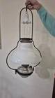 Antique Milk Glass Shade & Cast Iron Hanging Oil Lamp Light Chandelier + Smoker