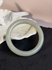 Natural Qing Shui Nephrite Jade Bangle 59mm Pale Green Jade Bracelet Glossy Oily