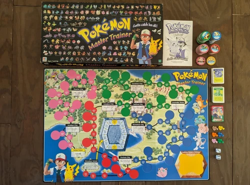 1999 Pokemon Master Trainer Board Game 100% Complete Milton Bradley Vintage Pics