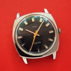 Timex Electric Black Dial Vintage Watch Rare Orange Seconds Quartz For Repair