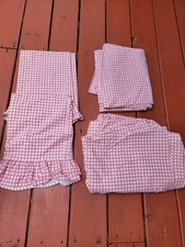 Vintage Ralph Lauren Garden Cove Blue Pink Roses FULL Size Set Pillowcase Flat